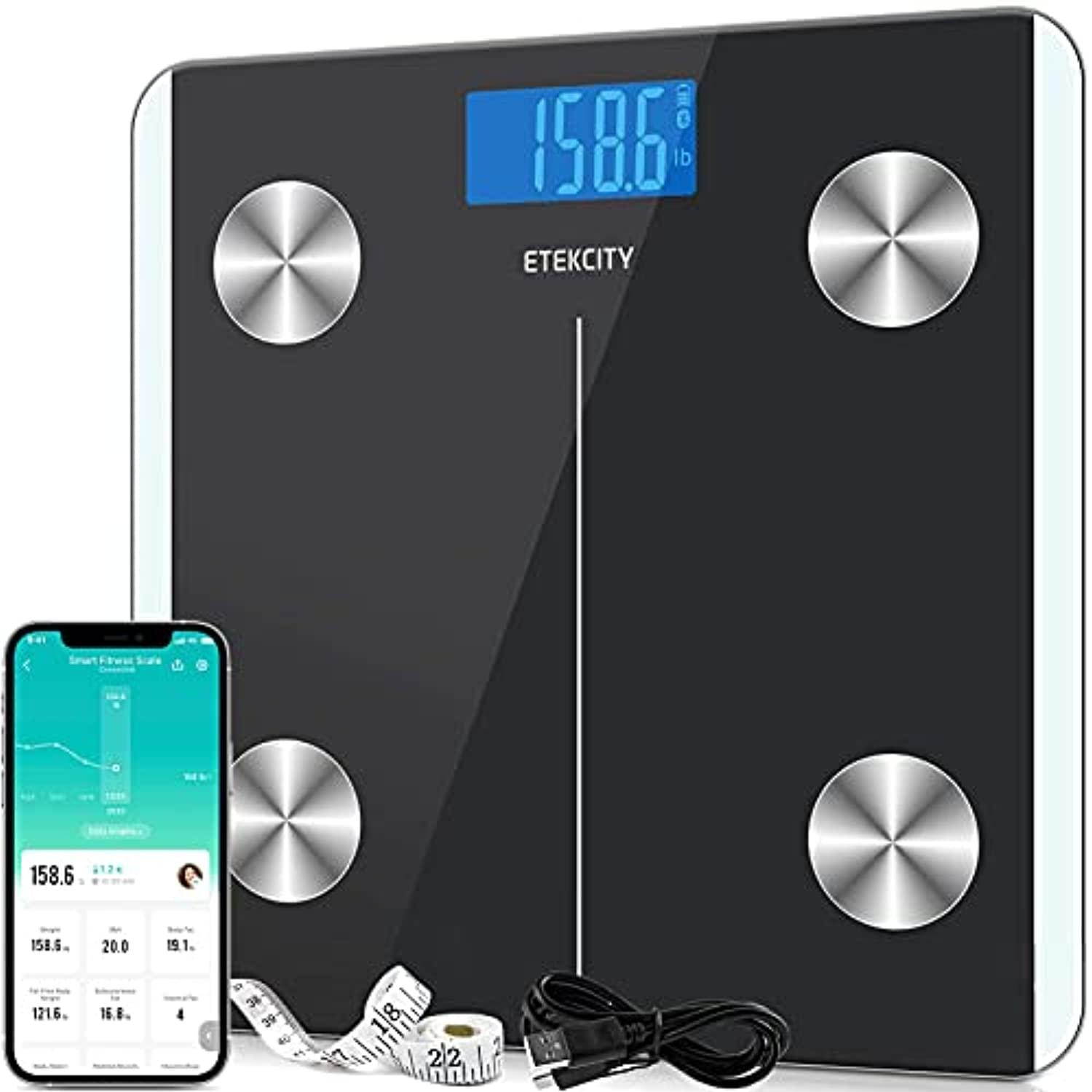 Etekcity Digital Body Weight Scale, Smart Bluetooth Rechargeable Body Fat Analyzer Tracks 13 Key Compositions, 400 lbs