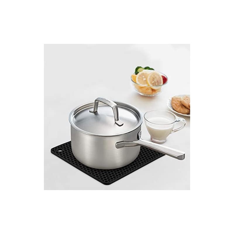 Trivet Mats Hot Potholders - Hot Pads Durable Non Slip Coasters Heat Resistant Mats (Black)