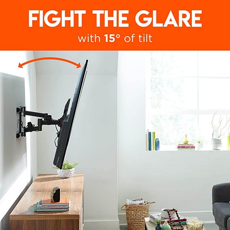 Swivel Articulating TV Wall Mount Bracket for TVs Up to 82" - Full Motion Extension & Tilt - Wall Template for Easy Install - Centers & Levels After Mounting Plus Hides Your Cables