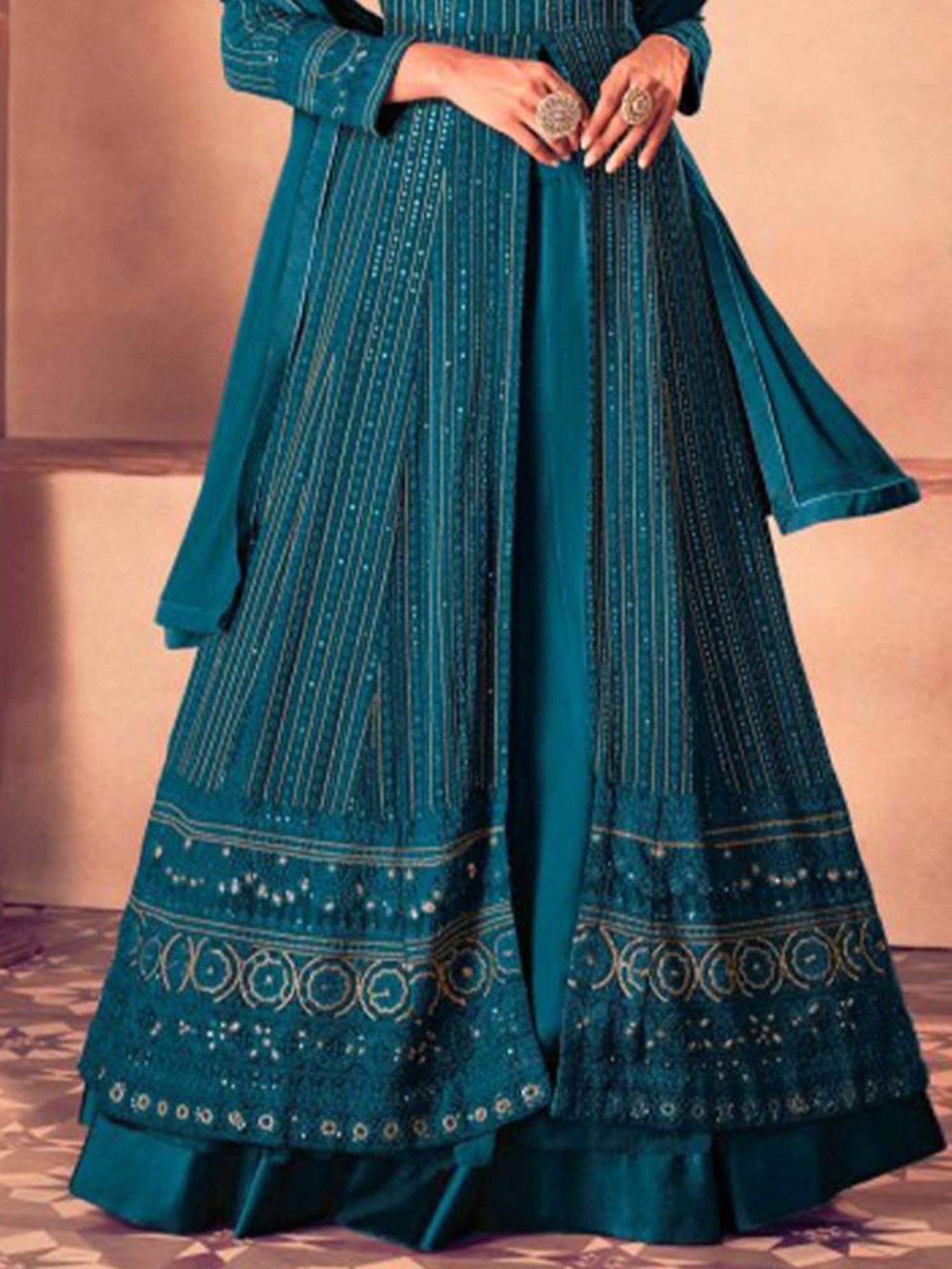 Odette Blue Embroidered Unstitched Dress Material