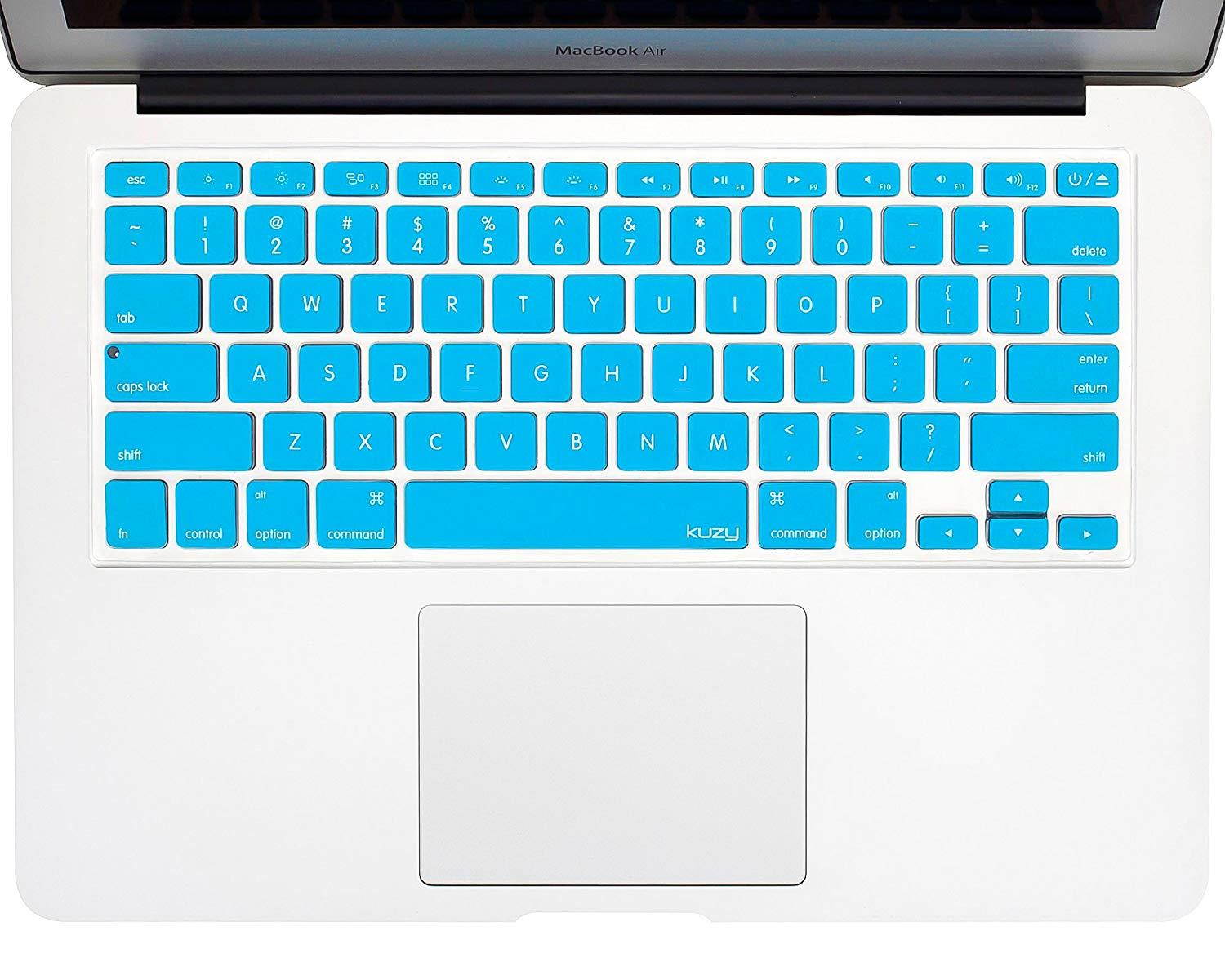 Kuzy AQUA BLUE Keyboard Cover Silicone Skin for MacBook Pro 13" 15" 17" (with or w/out Retina Display) iMac and MacBook Air 13" - Aqua Blue