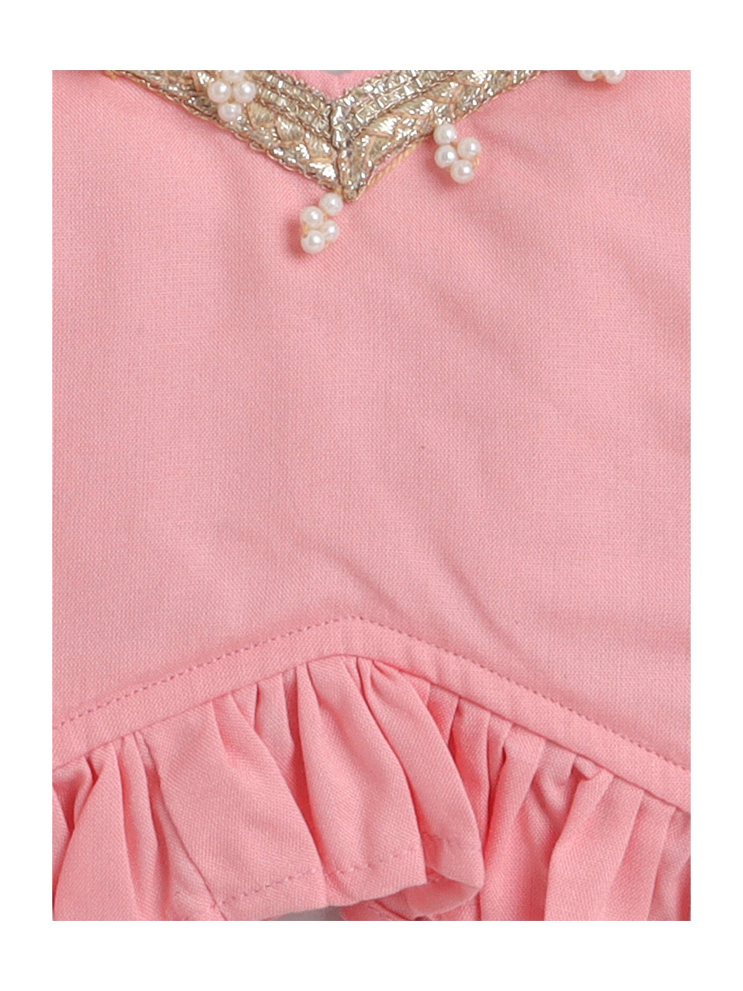 Many Frocks Kids Peach Solid Lehenga, Choli with Dupatta