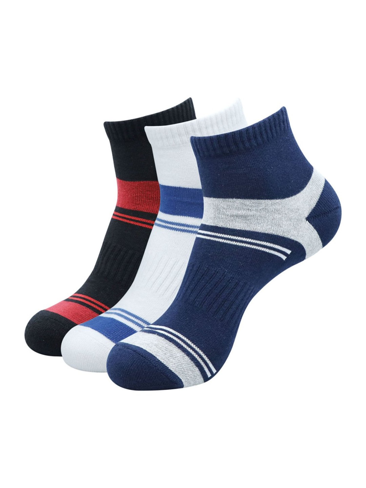 BALENZIA Cotton Striped High Ankle Sports Socks (Pack Of 3)