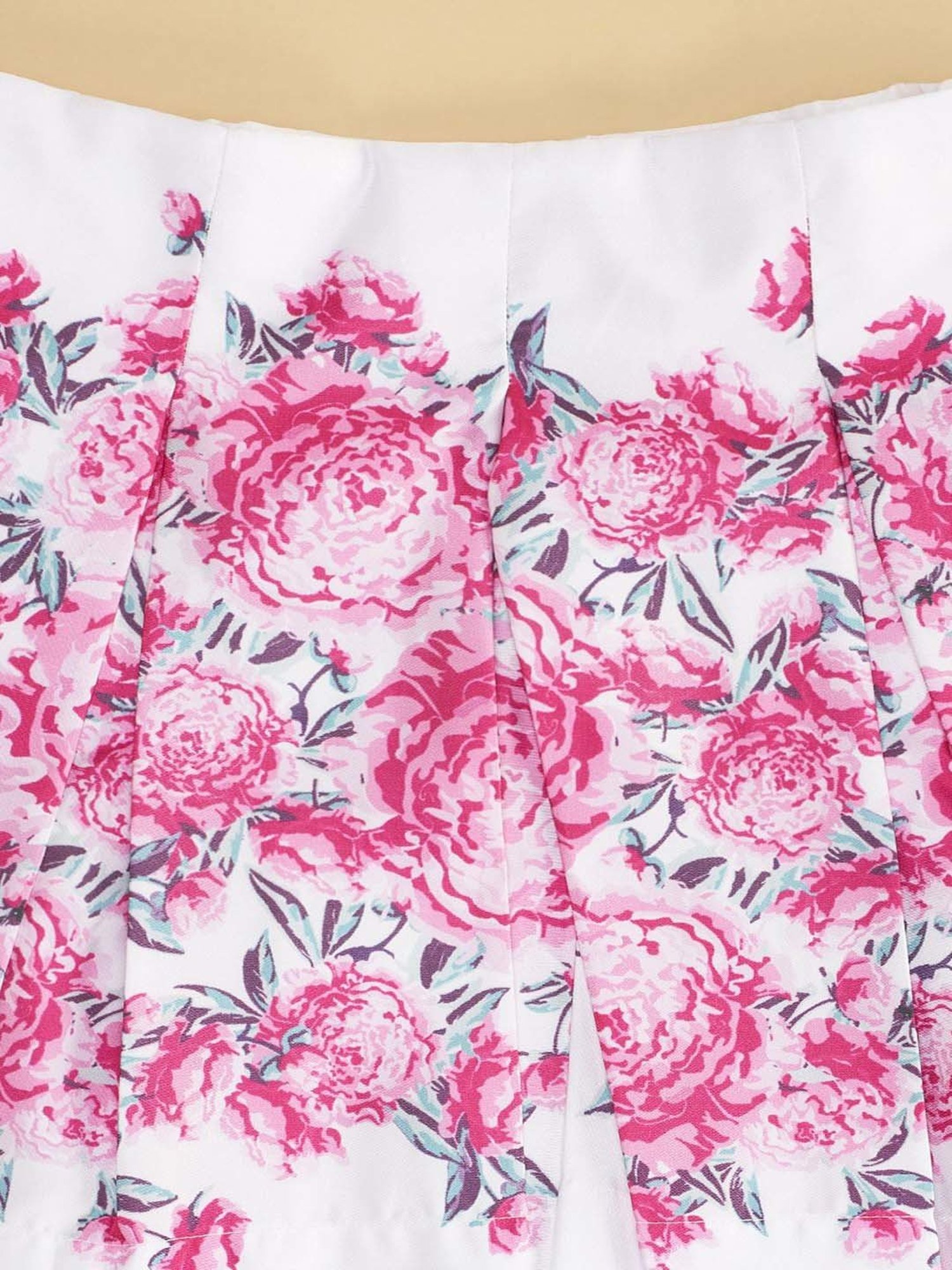 Pantaloons Junior Pink & White Cotton Floral Print Skirt
