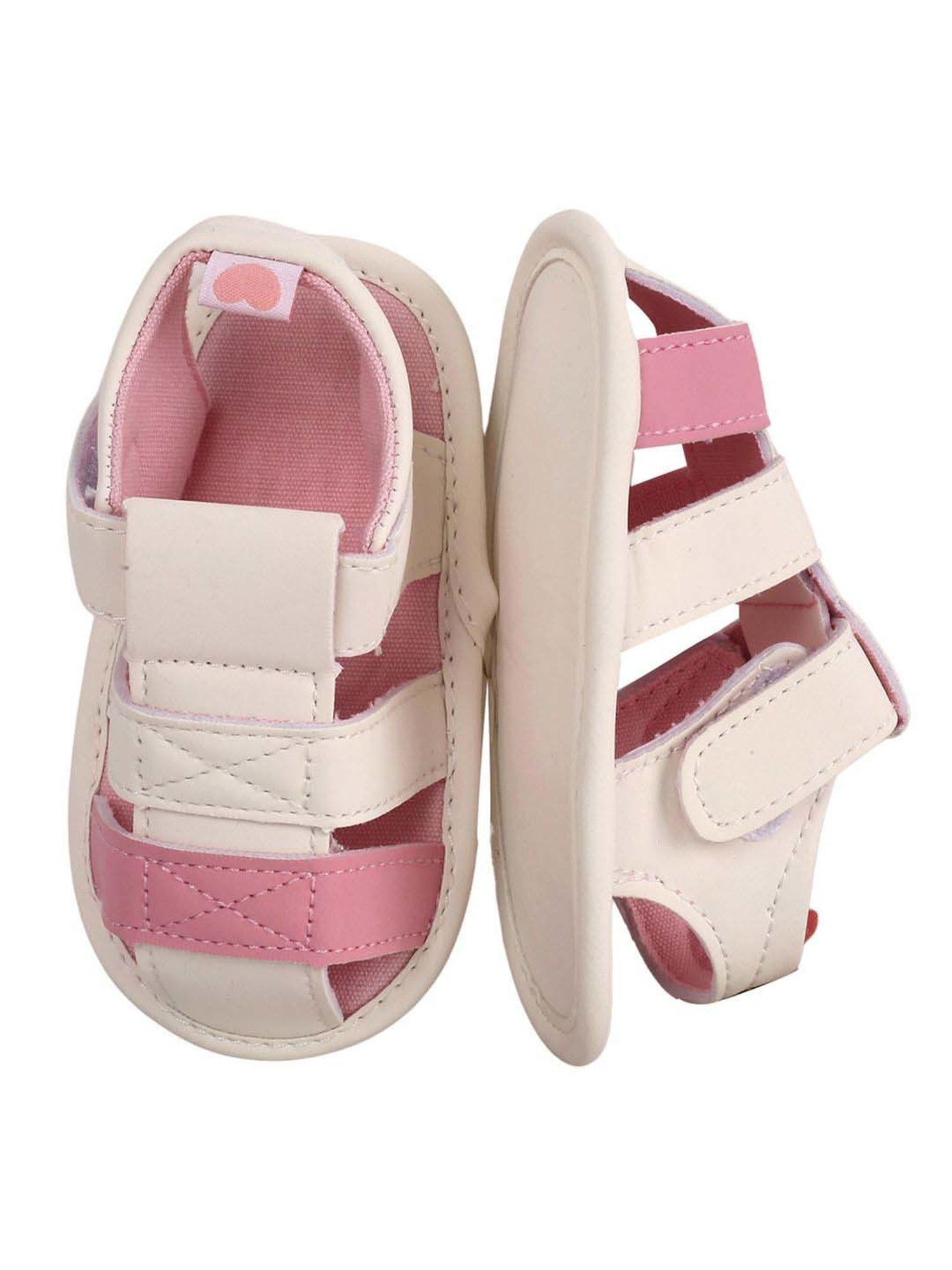 Baby Moo Kids White & Pink Casual Sandals