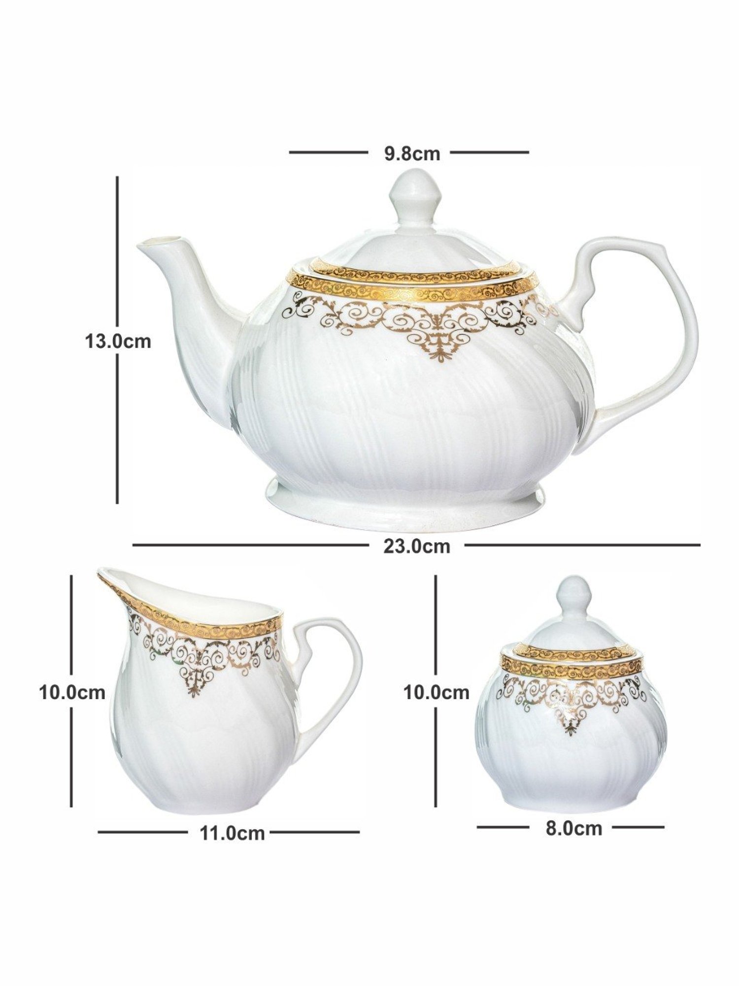 Goodhomes White Bone China 3pcs Serving Tea Set