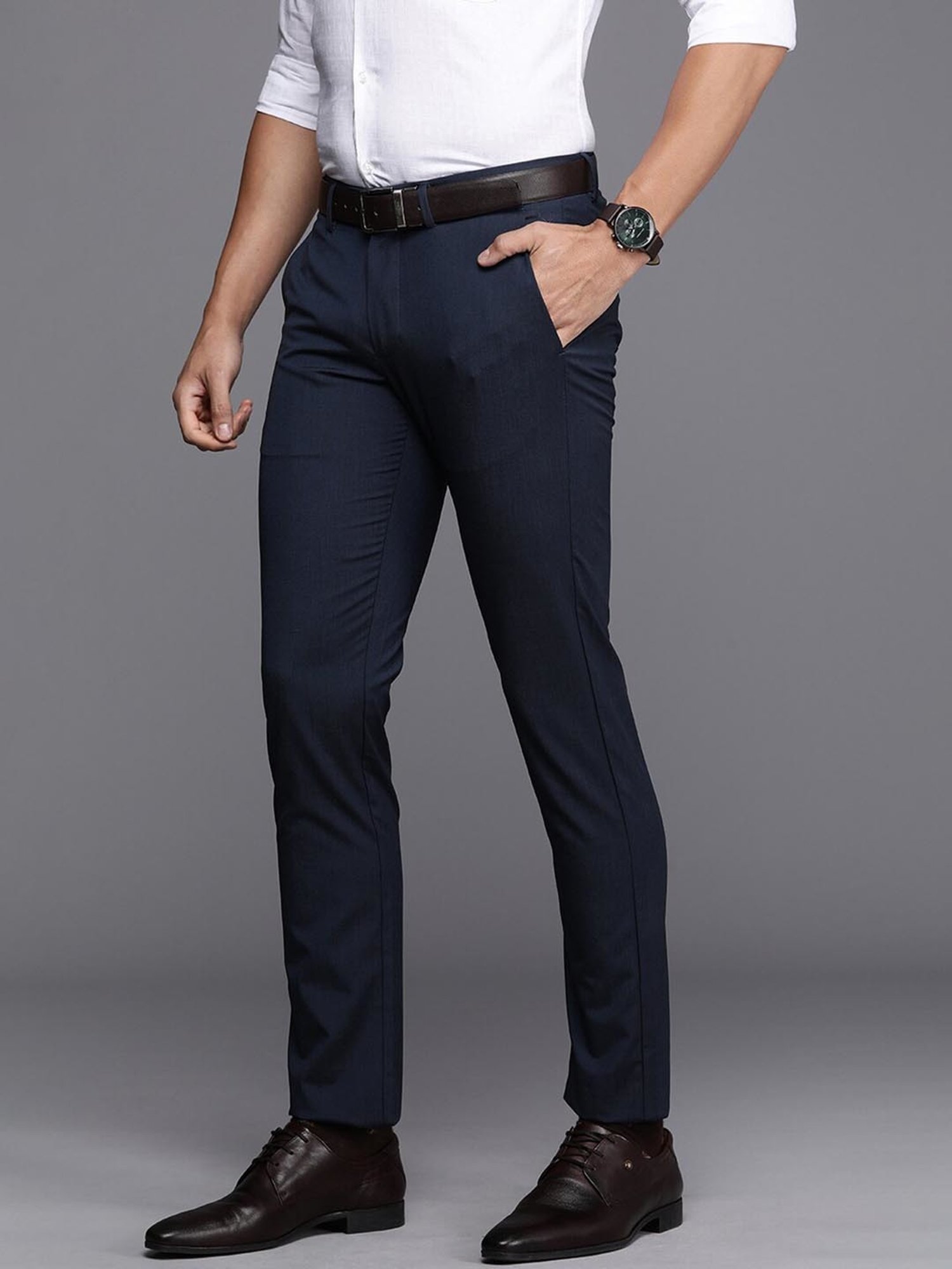 Allen Solly Navy Slim Fit Trousers
