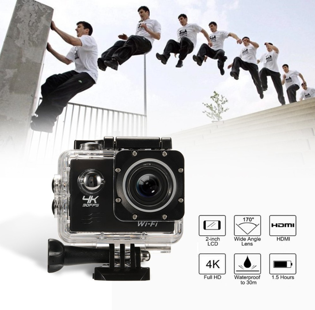 Action Camera 1080P 4K Ultra HD WiFi Best Video Sports Camera 16MP 1080P 170 Degree Wide Angle 2.0 Inch Screen 100 foot Underwater Waterproof Camera