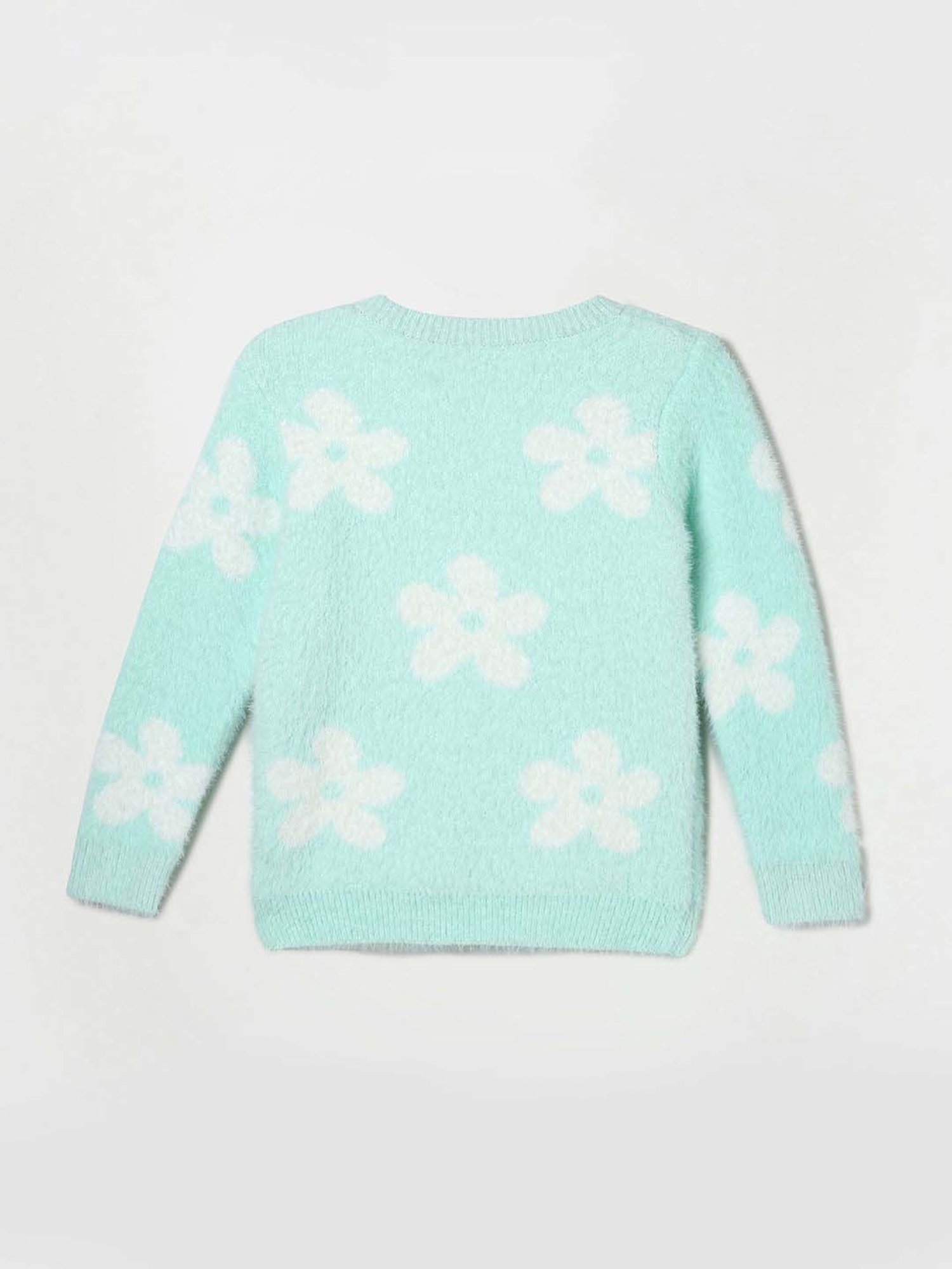 Juniors by Lifestyle Kids Mint Blue Printed Full Sleeves Sweater