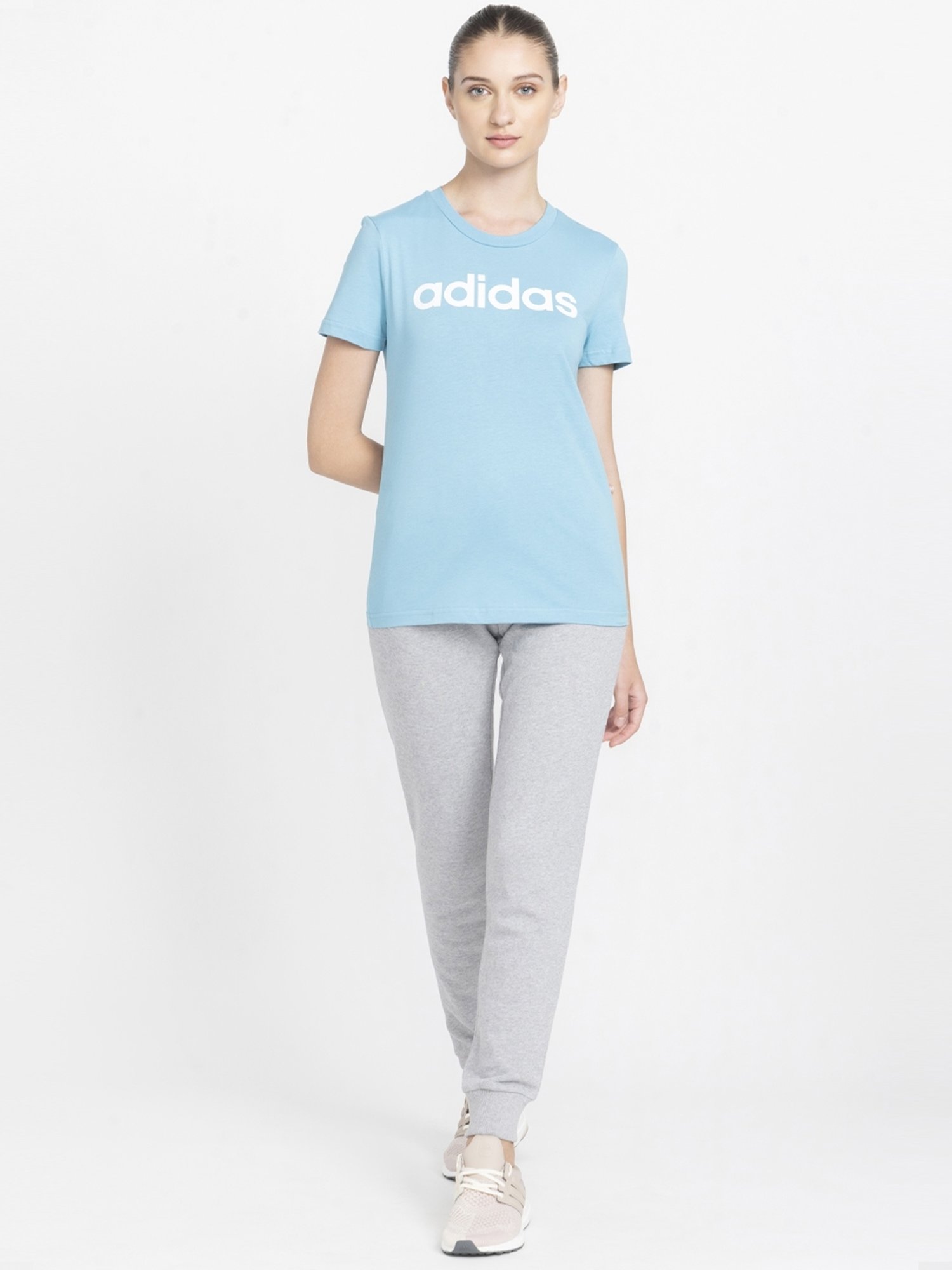 adidas Sky Blue Cotton Printed T-Shirt