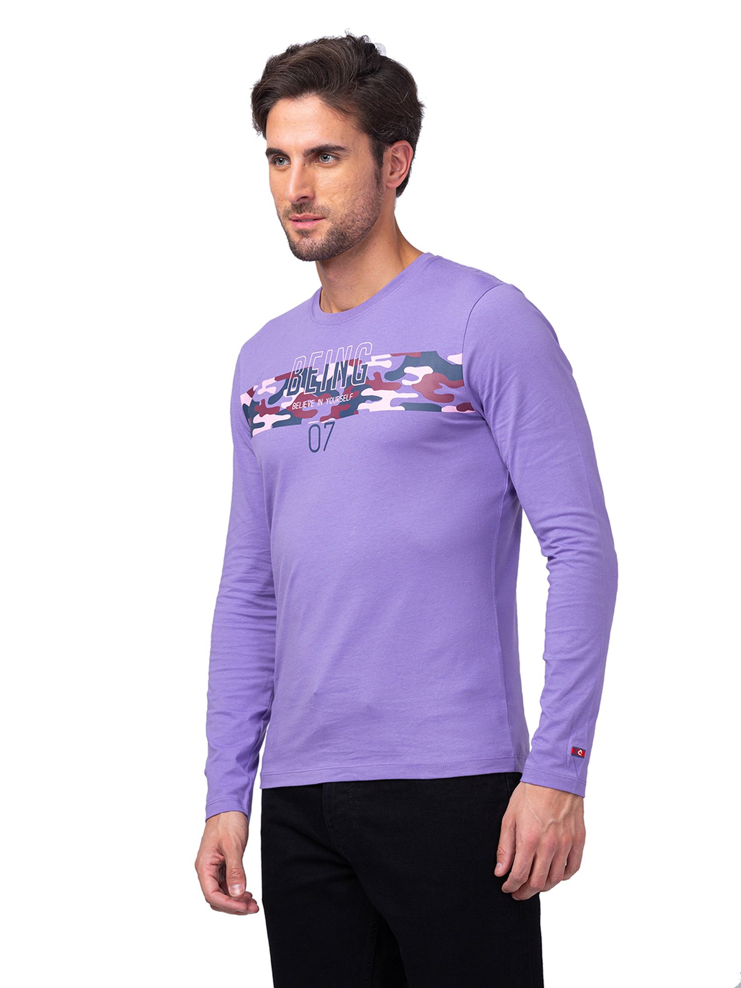 Being Human Purple Regular Fit Printed Crew T-Shirt
