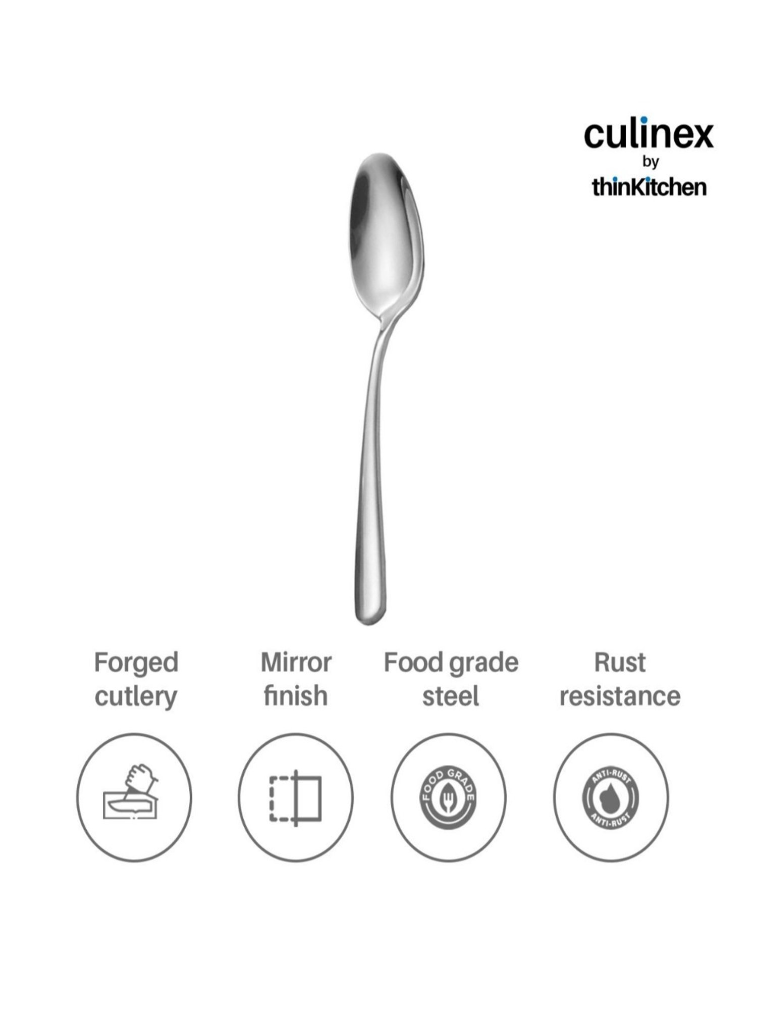 Culinex by thinKitchen Dora Silver Stainless Steel Mirror Finish All Purpose Serving Spoon(Set of 2)