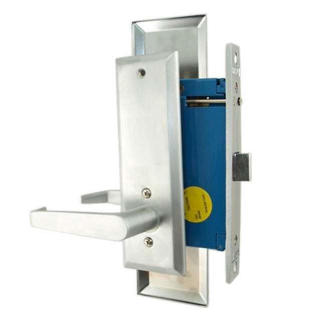Maxtech (Marks Metro 116DW/26D Like) Satin Chrome 26D, Right Hand, Heavy Duty Mortise Lock Lever Vestibule Function Always Locked Storeroom Latch Only 2-1/2" LocSet, Screwles Lever Thru Bolted Lockset