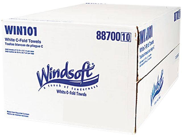 Windsoft WIN101 C-Fold Paper Towels, 200/Pack, 12 Packs/Carton