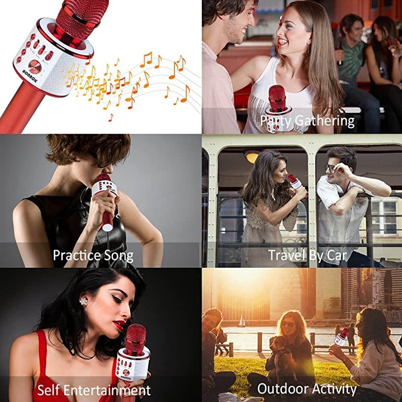 Bluetooth Karaoke Wireless Microphone3in1 Portable Handheld Karaoke Mic Speaker Machine Christmas Birthday Home Party for AndroidiPhonePC or All Smartphone