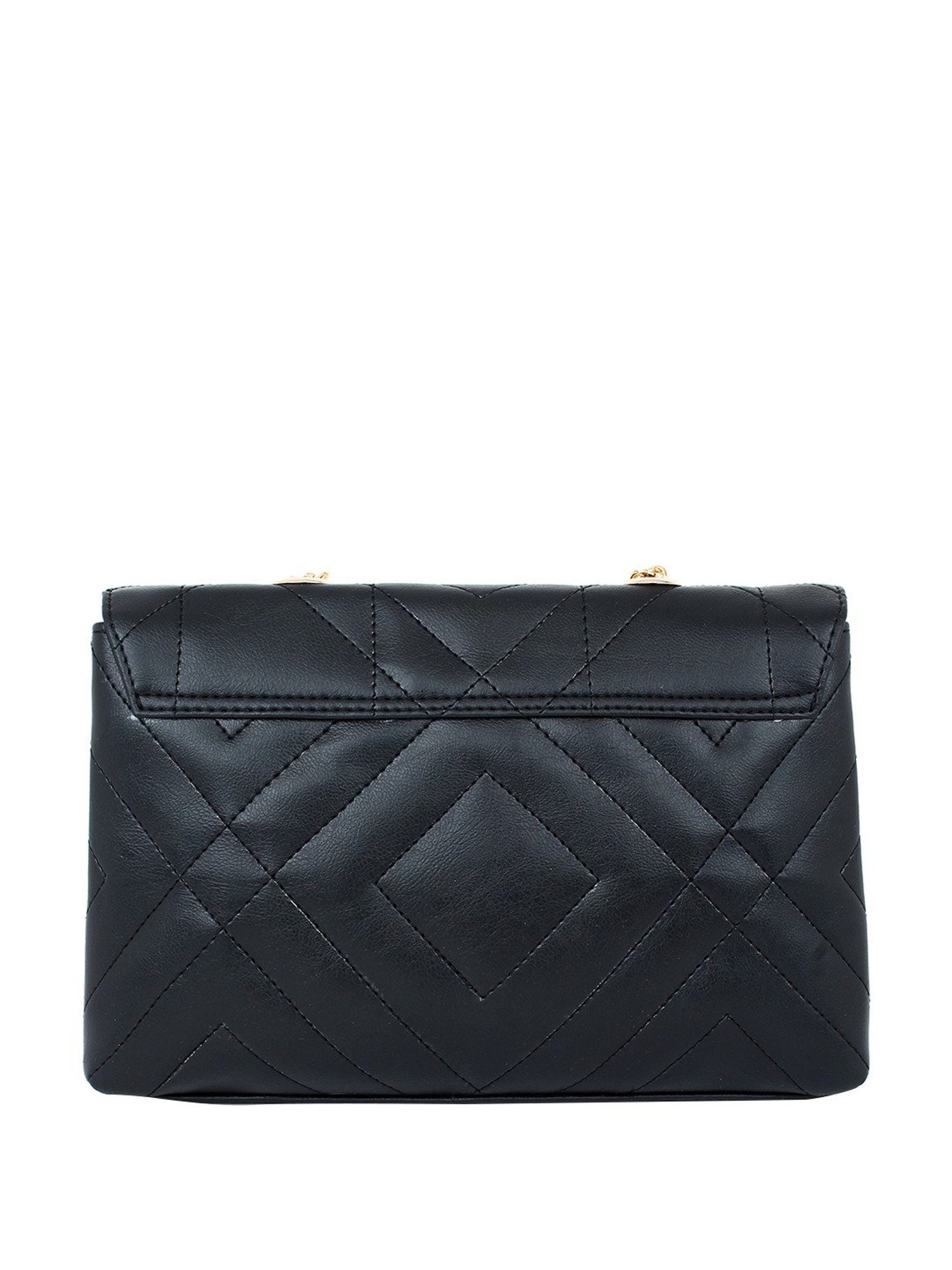 Yelloe Black Textured Medium Sling Handbag