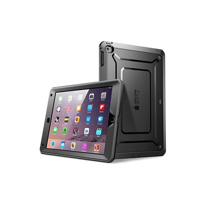 Unicorn Beetle PRO Series Heavy Duty Case for iPad Air 2 2nd Generation 2014 Release Fullbody Rugged Hybrid Protective Case with Builtin Screen Protector Black