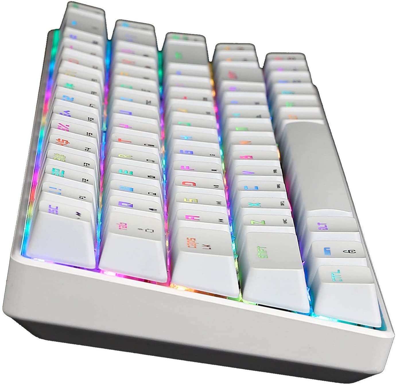 CUUWE Portable RGB Gaming Office Magic Refiner MK14 60% Mechanical Keyboard USB 68 Keys Backlit Anti-ghosting Keyboard for PC Laptop (Blue Switch)