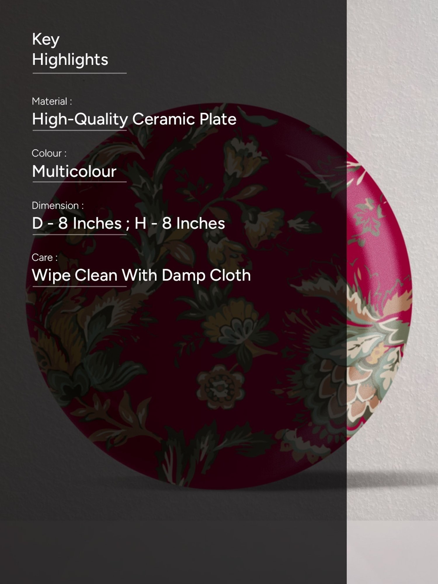 Nestroots Ethnic Pink Multicolor Porcelain Wall Plate