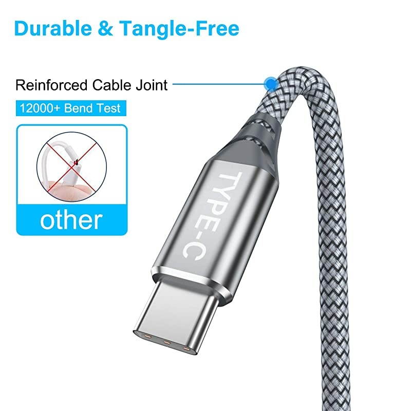 USB C to USB C Cable 3A 2Pack10ft+66ft USB Type C Fast Charging Cable Nylon Braided Cord Compatible with Google Pixel 233a XLNexus 6PiPad pro 2018Samsung Galaxy S20 Note 20 Grey