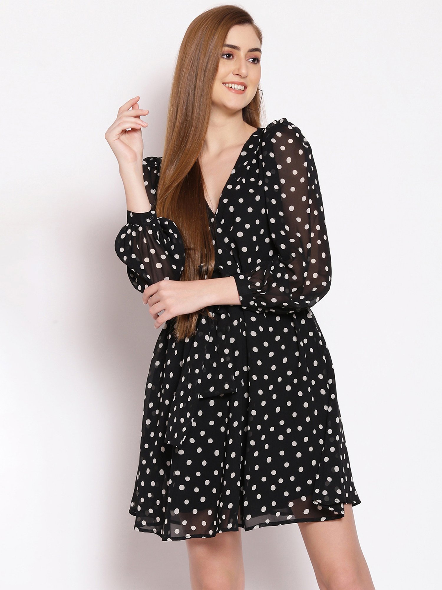Oxolloxo Black Printed Wrap Dress