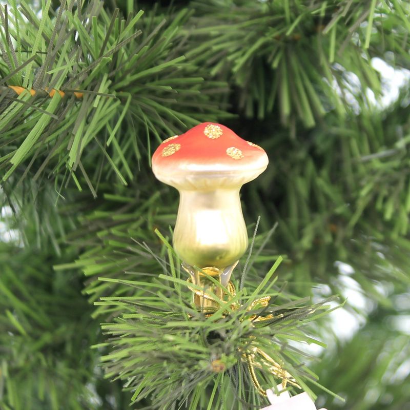 Inge Glas 2.0" Orange Hatter Mushroom Clip-On  -  Tree Ornaments