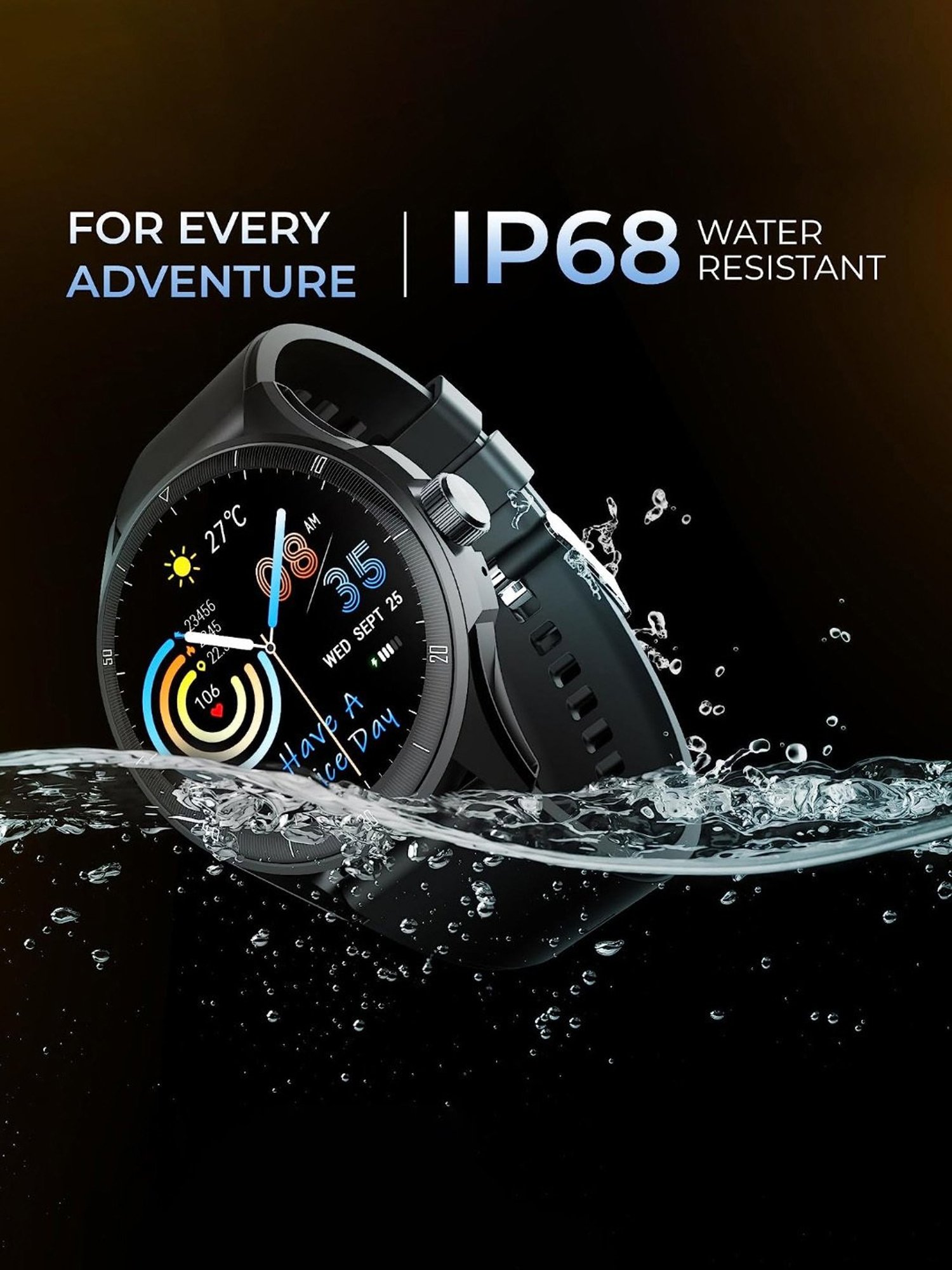 beatXP Vega Neo Bluetooth Calling Smartwatch with 1.43 inch AMOLED Display (Black)