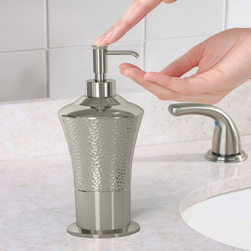 4pc Classic Hammered Metal Bath Accessory Set for Vanity Counter Tops Silver - Nu Steel