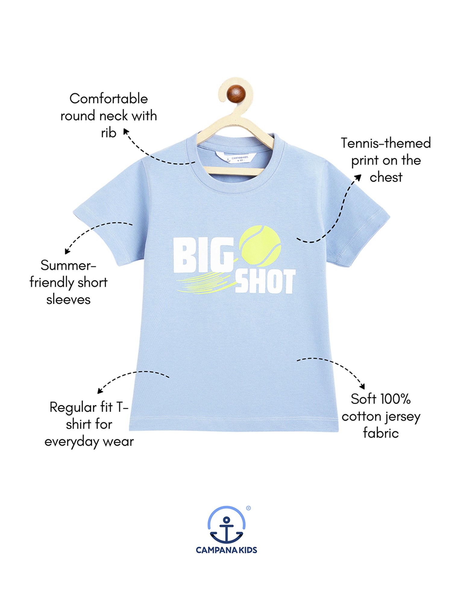 Campana Kids Blue Printed T-Shirt