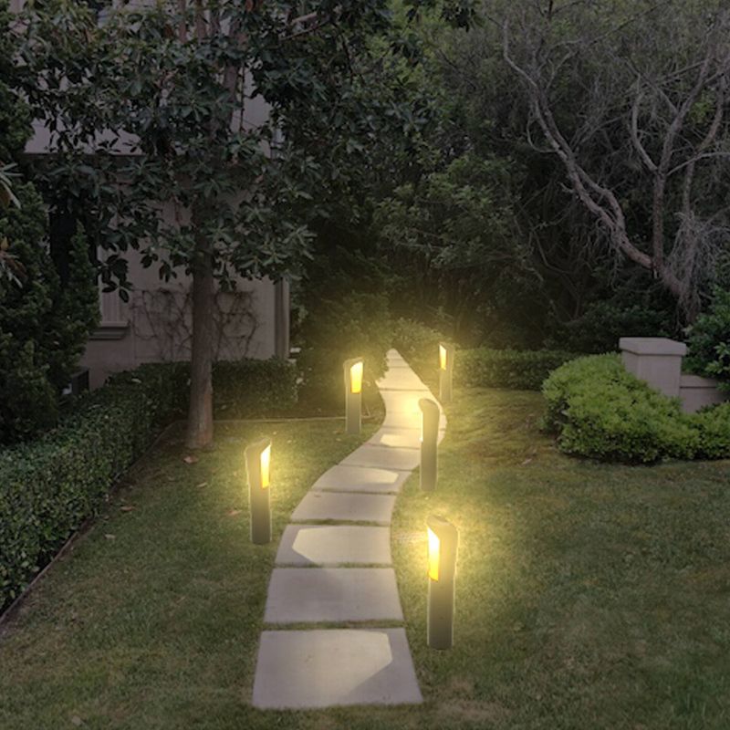 5.51" x 29.92" Solar LED Garden Path Light Amber/White - Techko Maid