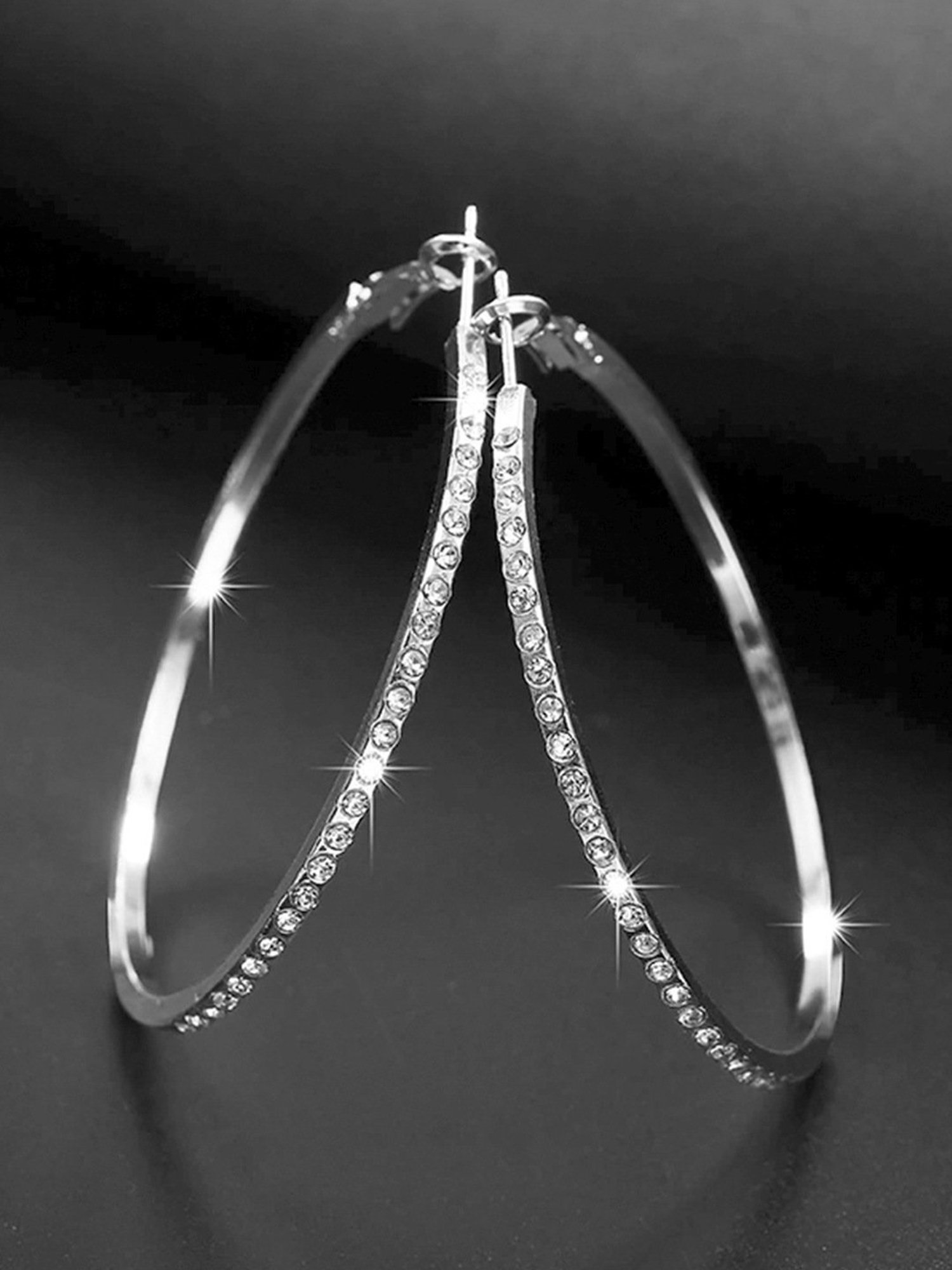 YouBella Silver White Hoop Earrings for Women