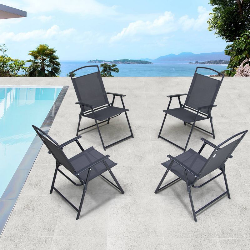 4pc Patio Folding Chairs - Gray - Crestlive Products