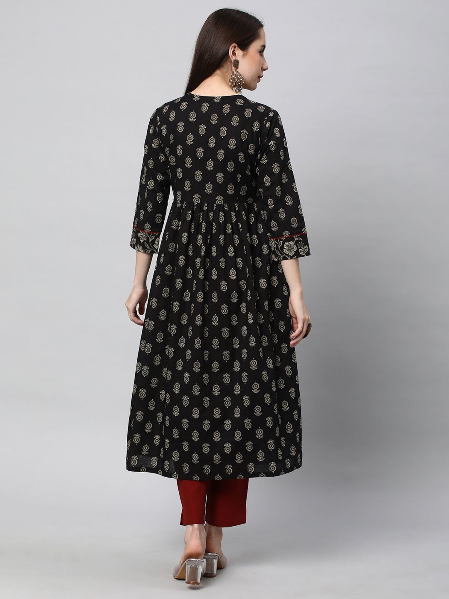 Kami Kubi Black Embroidered A Line Kurta