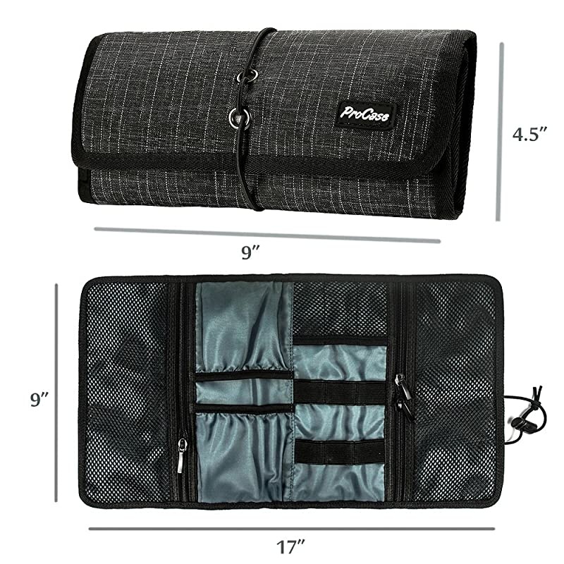 Accessories Bag Organizer, Universal Electronics Travel Gadgets Carrying Case Pouch for Charger USB Cables SD Memory Cards Earphone Flash Hard Drive &ndash;Black Plaid