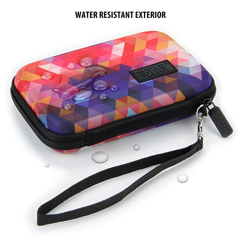 Travel Electronics Organizer - 6.5 Inch Zipper Case with Hard Shell Case Exterior and Accessory Pocket - Charger Organizer, Accessory Organizer, Cable Travel Organizer, and More - Geometric