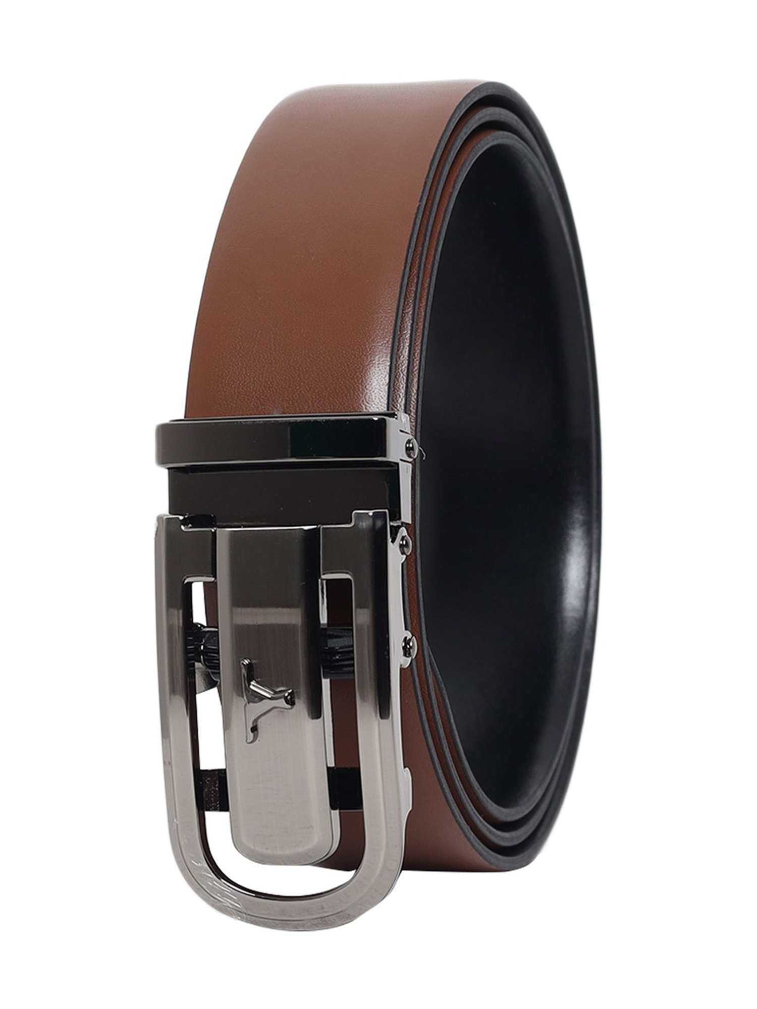 BELWABA Black Textured Formal Leather Belt for Men