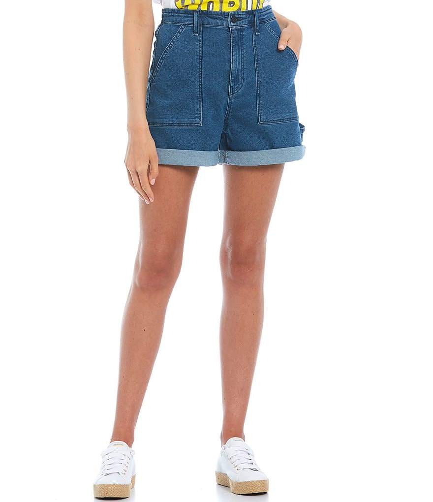 Celebrity Pink High Rise Destructed Frayed Hem Denim Shorts