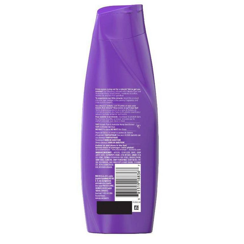 Aussie Miracle Waves Anti-Frizz Hemp Paraben-Free Shampoo - 12.1 fl oz