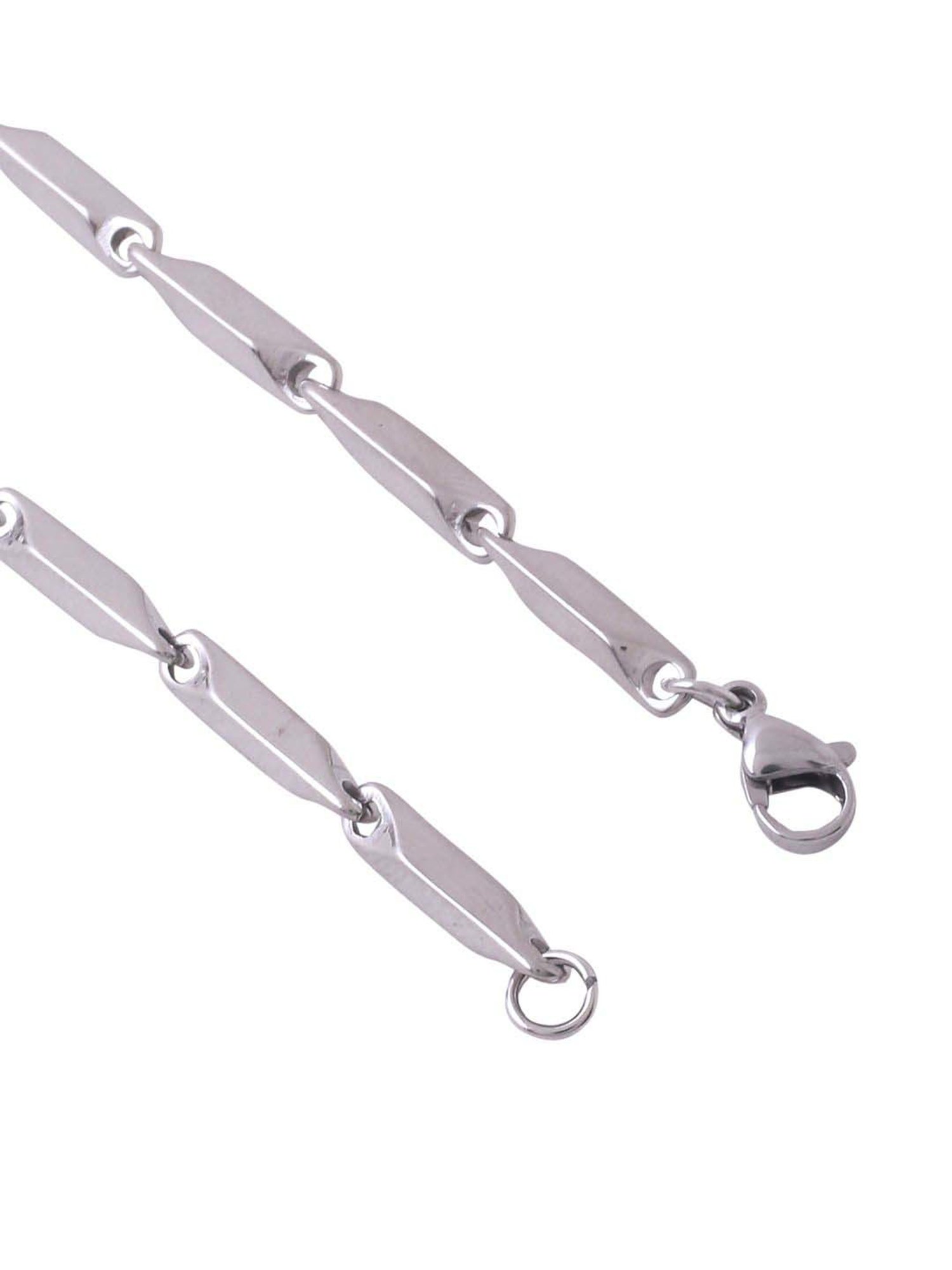 NVR Rhodium-Plated Stainless Steel Bohemian Chain for Men