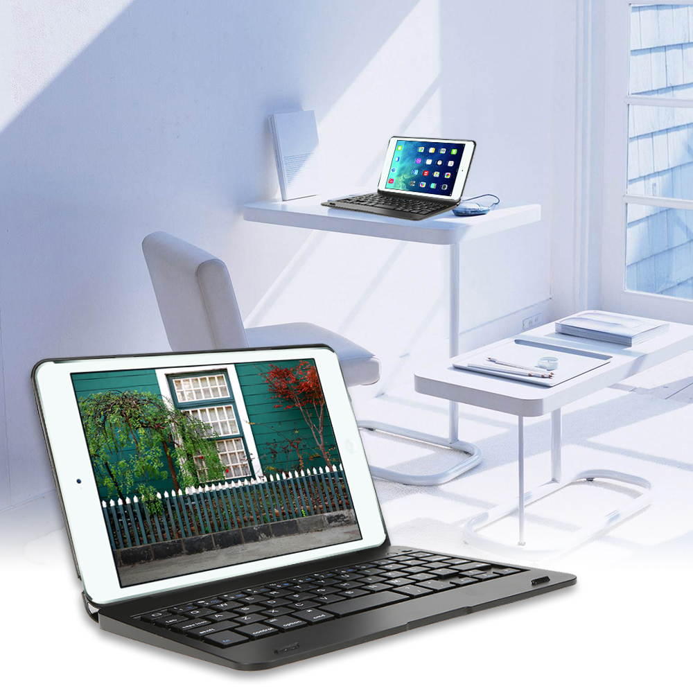 Ultra Thin Wireless Bluetooth 3.0 Keyboard Folio Folding Case Cover Tablet Stand with Auto Sleep / Wake for iPad mini 4