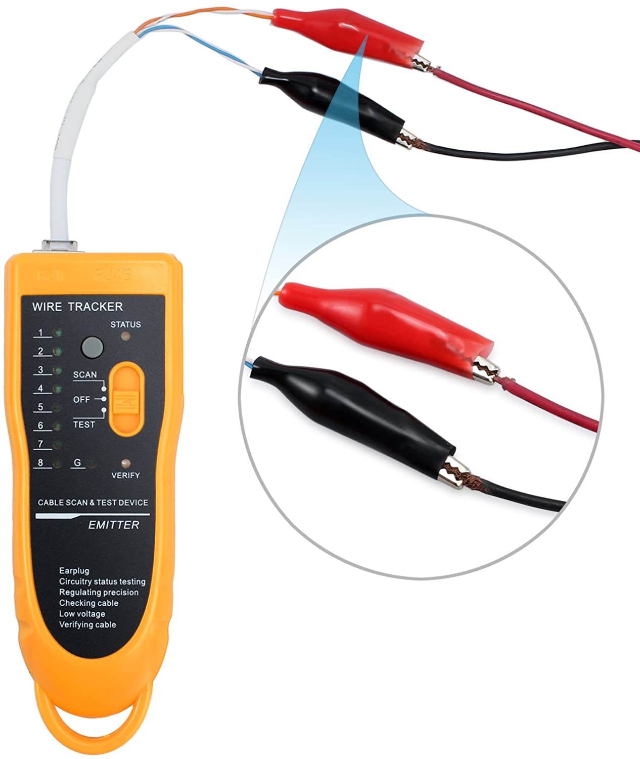Wire Tracker, Multifunctional RJ11 RJ45 Cable Tester Line Finder with NCV Probe for Wire Tracer Toner Ethernet LAN Network Cable Collation, Telephone Line Tester &Continuity Checking,  CT03