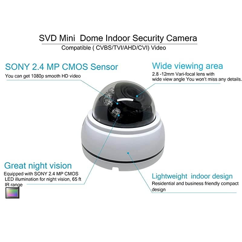 1080P Mini Dome Indoor Security Camera with Great Night Vision,White