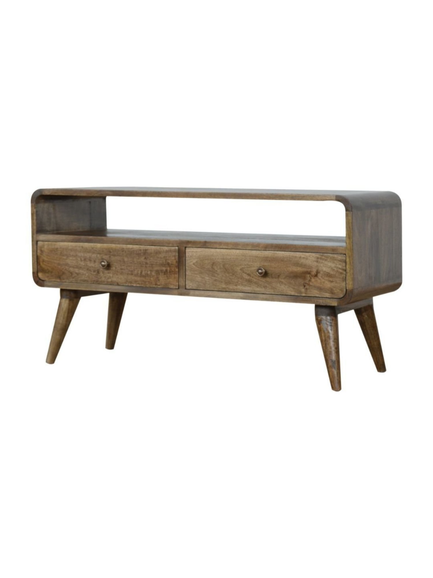 Artisan Furniture Brown Curved Grey Washed Media Unit