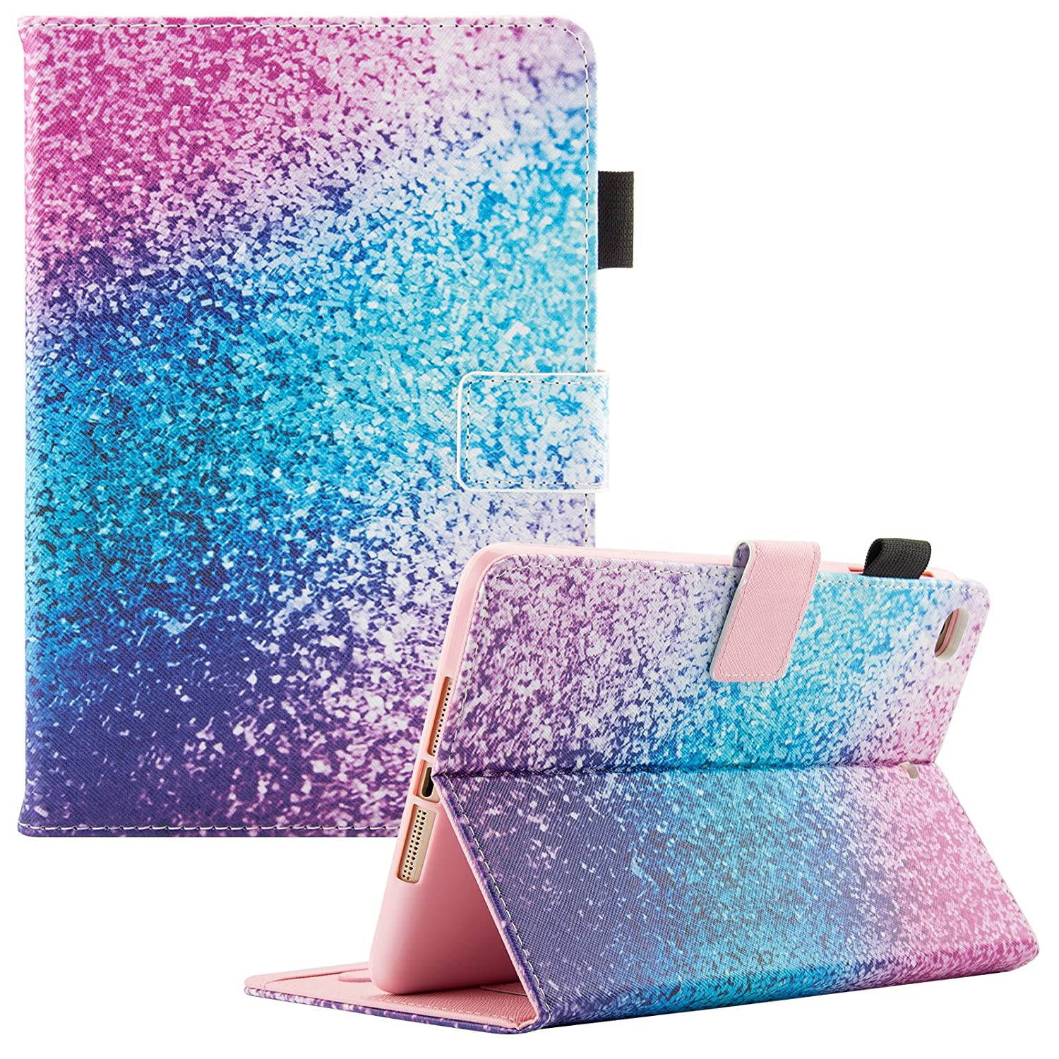 Dteck Flip Case for iPad 9.7" 6th/5th Generation - Pretty Smart Stand Case PU Leather Protective Pocket Cover with Auto Sleep Wake for Apple iPad 9.7 Inch 2017 2018/ iPad Air/iPad Air 2-Rainbow Sand