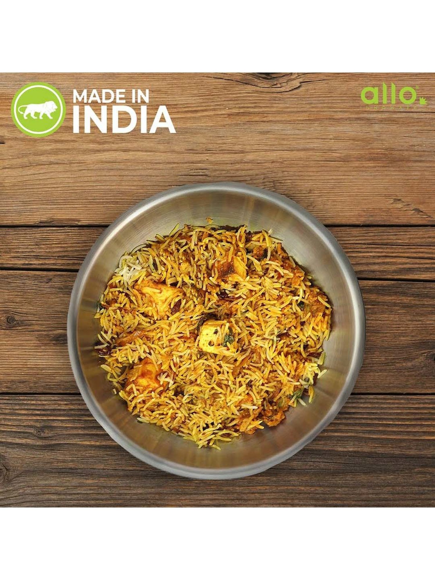 ALLO Silver Stainless Steel 24 cm Induction Friendly Triply Tasla (2.7 L)