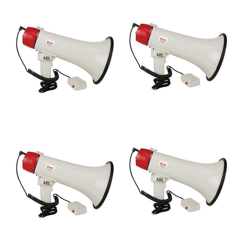 Nippon America ER-471 Rechargeable Megaphone Speaker w/ Built In Siren, 35 Watts (4 Pack)