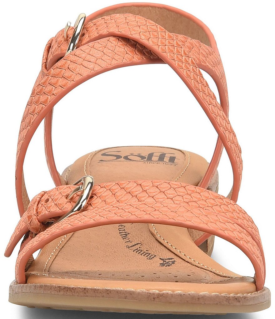 Sofft Nadie II Snake Print Leather Double Buckle Heel Sandals