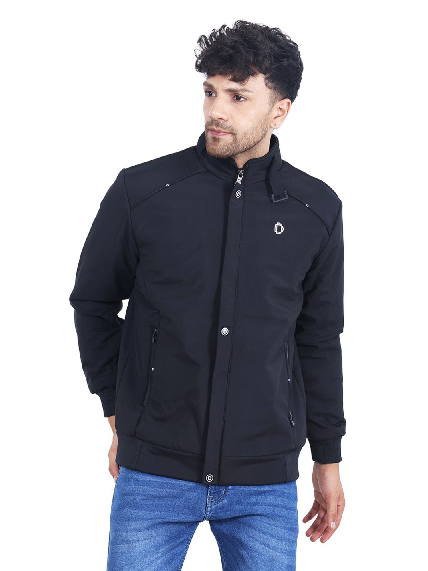 Dollar Black Regular Fit High Neck Jacket