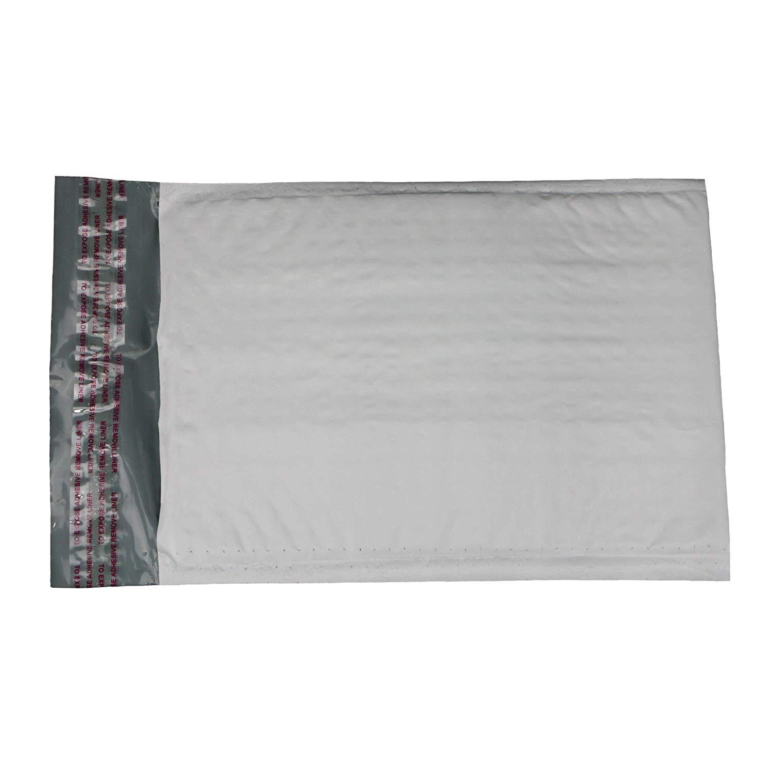 StarBoxes 50 Poly Bubble Mailer Bags 8.5x12" - #2 Pouches Envelopes White Self-Sealing