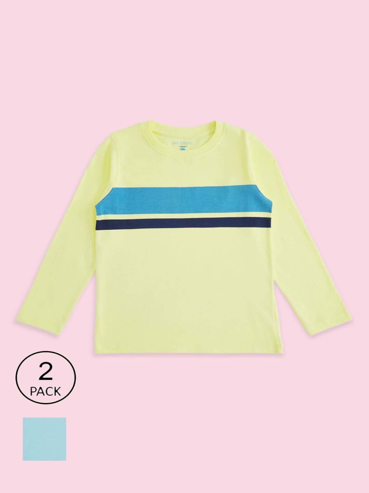 Pantaloons Baby Kids Yellow & Blue Cotton Printed Full Sleeves T-Shirt